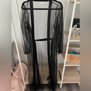 Sexy, sheer black silver-studded duster!! 🔥